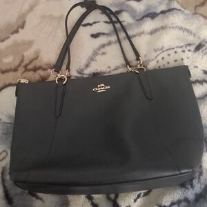 Coach Black Leather Tote Bag